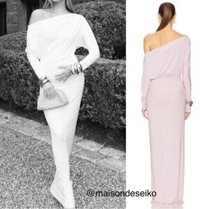 Helsa Maxi Dress Light Pink Nina Off Shoulder Long Sleeve Jersey size S